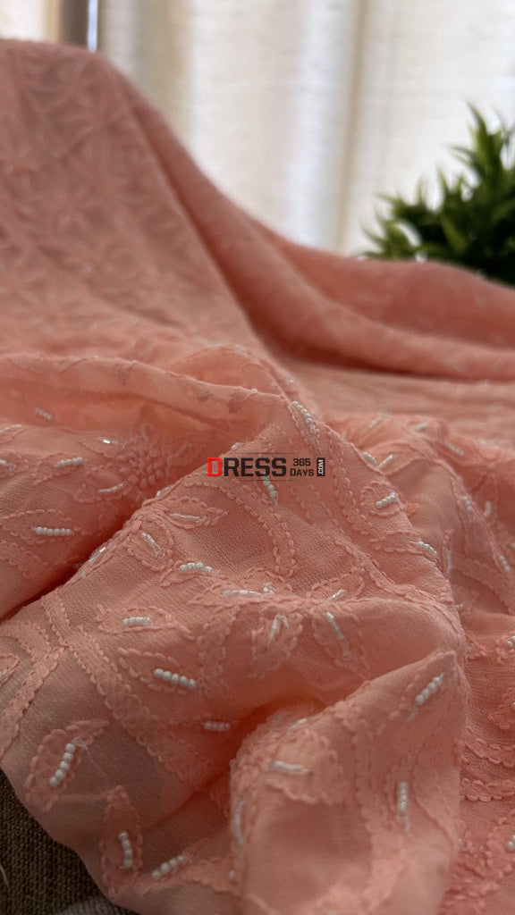 Peach Pearl Lucknowi Chikankari Suit Suits