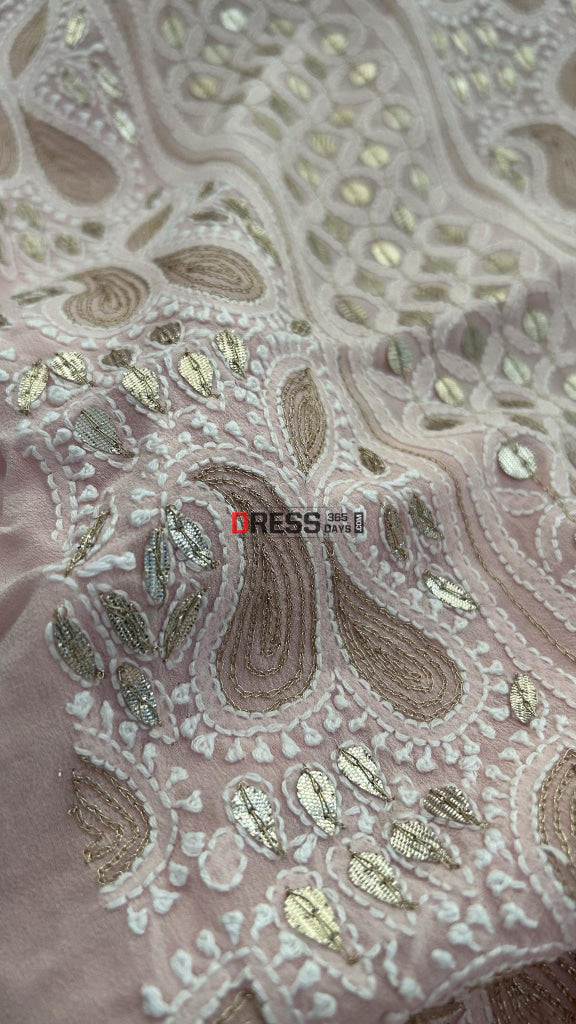 Peach Pure Georgette Gota Patti Chikankari Suit Suits