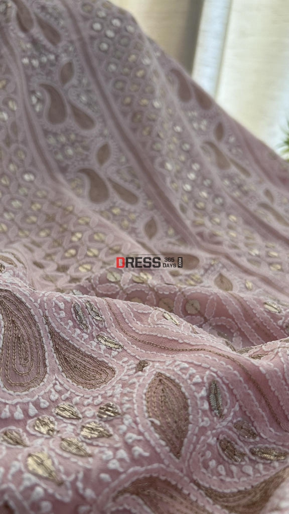 Peach Pure Georgette Gota Patti Chikankari Suit Suits