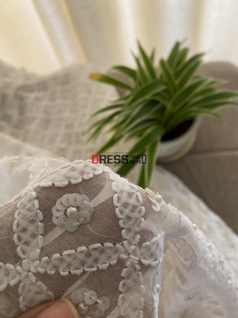 Pearl & Sequins Chikankari Dupatta