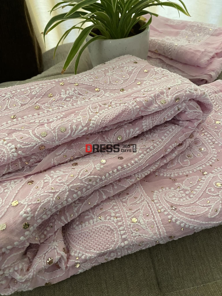 Pink Chikankari Hand Jaali & Mukaish Anarkali Suit