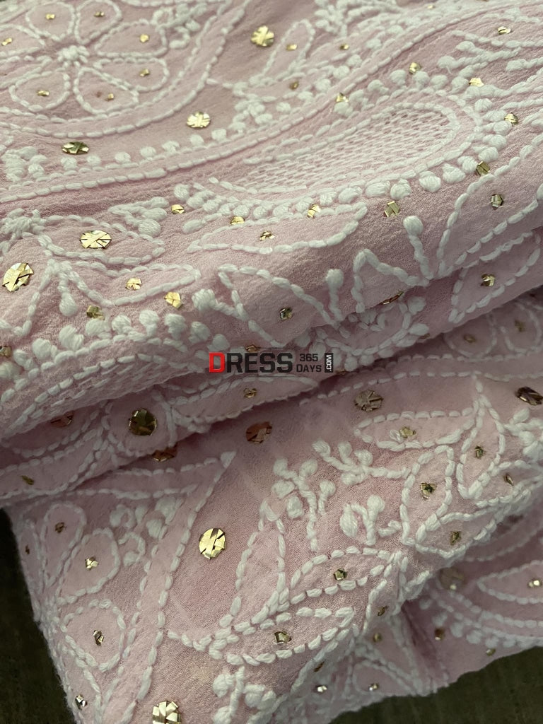 Pink Chikankari Hand Jaali & Mukaish Anarkali Suit
