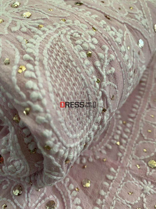 Pink Chikankari Hand Jaali & Mukaish Anarkali Suit