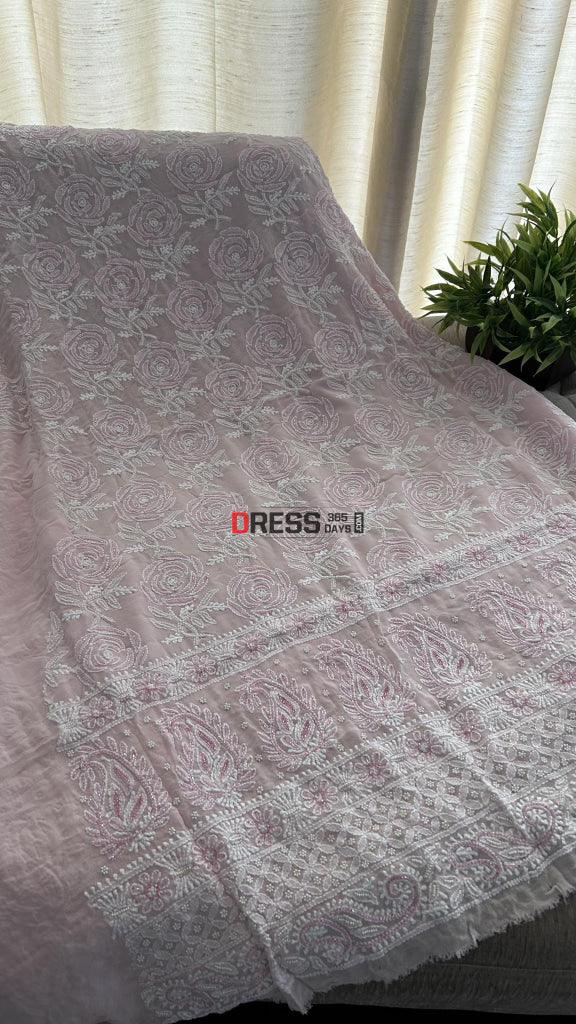 Pink Chikankari Pearl Cut Dana Suit Suits