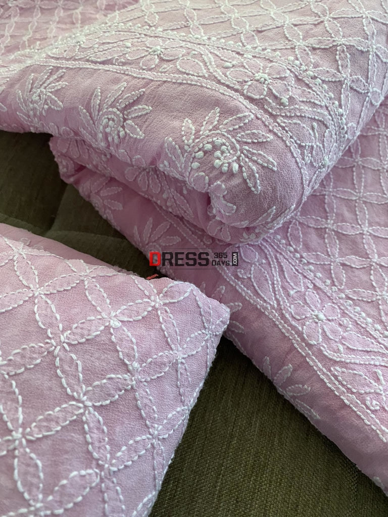 Pink Lucknowi Chikankari Lehenga Set