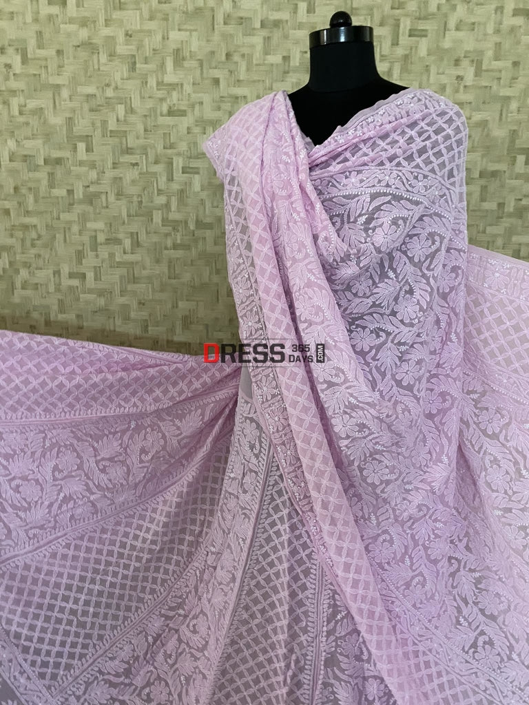 Pink Lucknowi Chikankari Lehenga Set