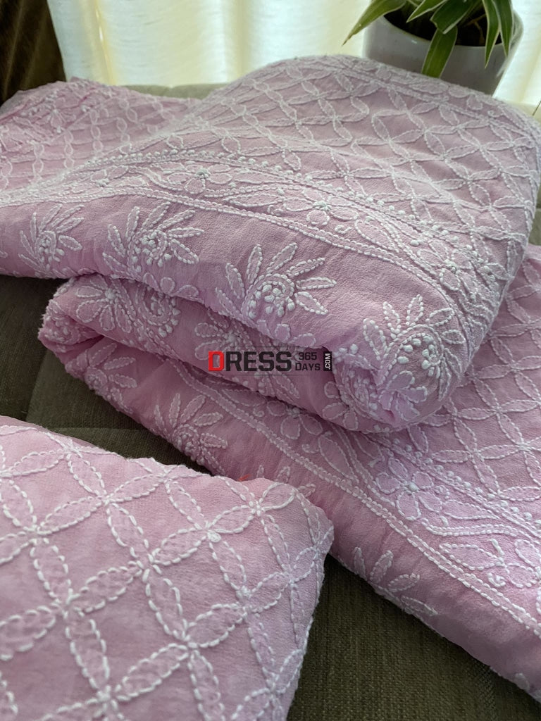 Pink Lucknowi Chikankari Lehenga Set