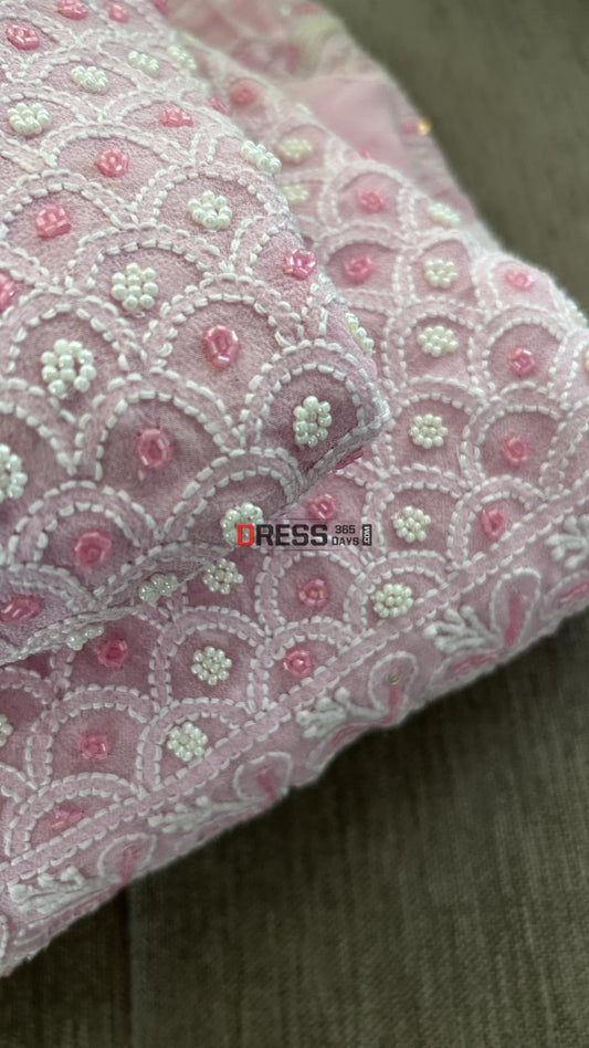 Pink Pearl & Cut Dana Chikankari Lehenga Skirt (Lehenga Only)