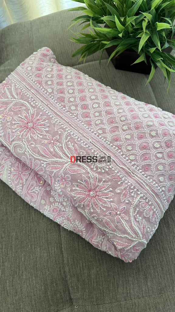 Pink Pearl & Cut Dana Chikankari Lehenga Skirt (Lehenga Only)