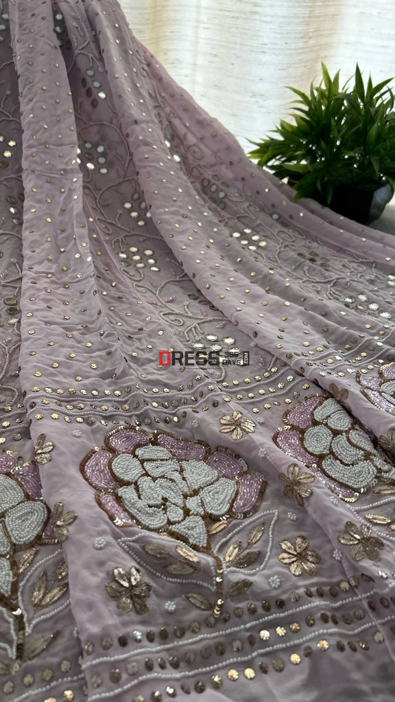 Pink Pearl & Cut Dana Kamdani Anarkali Suit- Wedding Collection Chikankari Anarkali