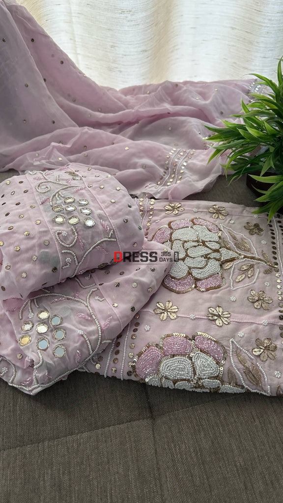 Pink Pearl & Cut Dana Kamdani Anarkali Suit- Wedding Collection Chikankari Anarkali
