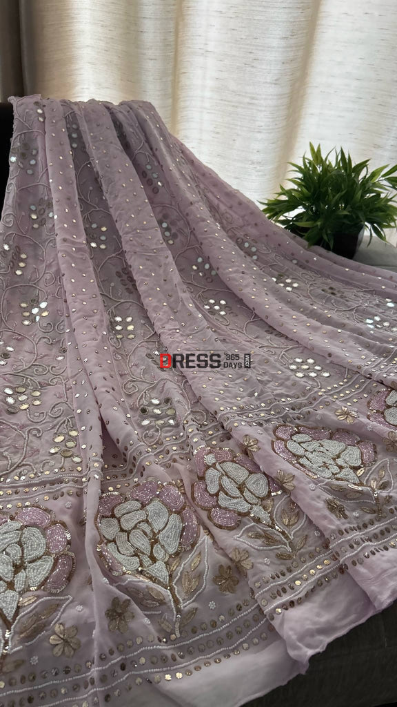 Pink Pearl & Cut Dana Kamdani Anarkali Suit- Wedding Collection Chikankari Anarkali
