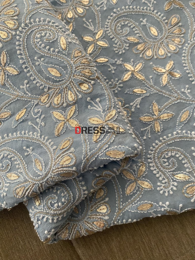 Powder Blue Chikankari Gota Patti Dupatta