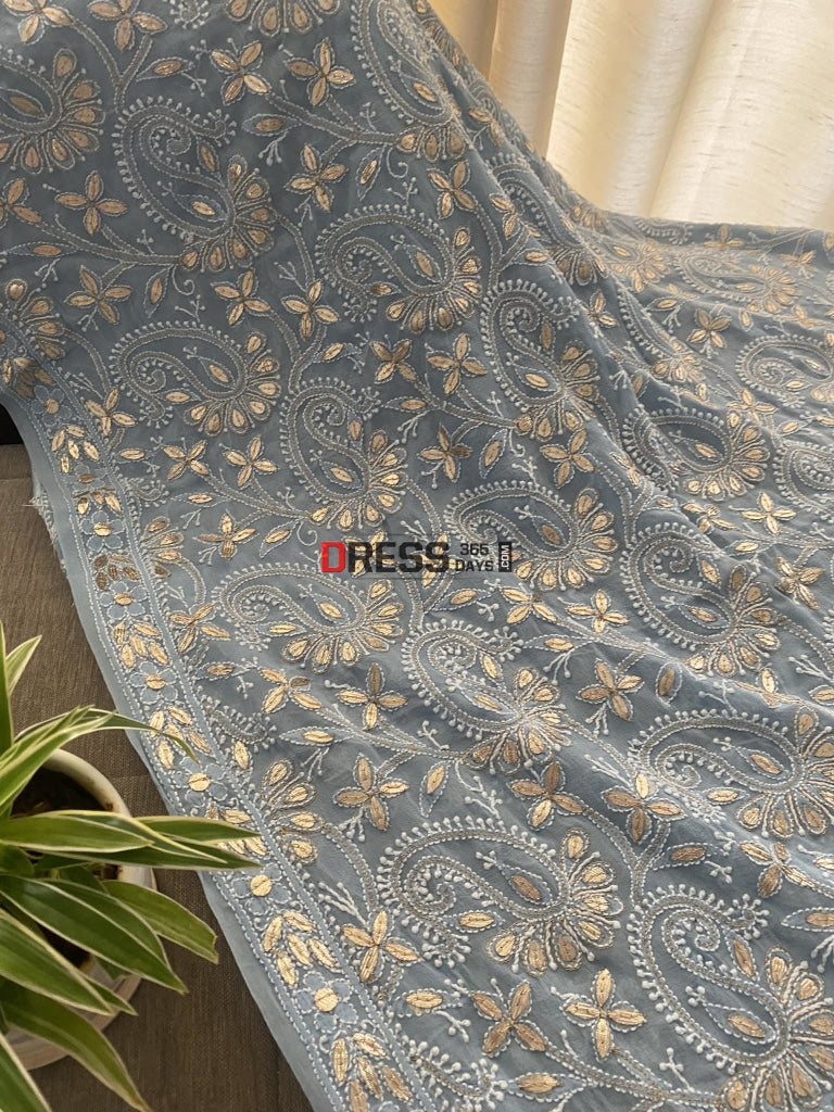 Powder Blue Chikankari Gota Patti Dupatta