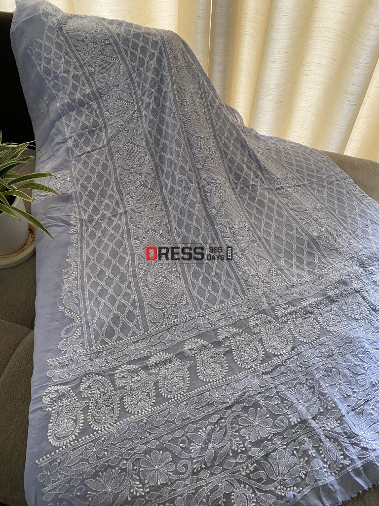 Powder Blue Hand Jaali Lucknowi Chikankari Suit Suits