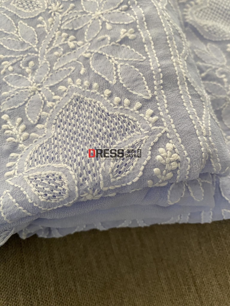 Powder Blue Hand Jaali Lucknowi Chikankari Suit Suits