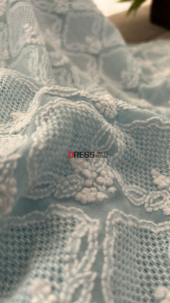 Powder Blue Hand Jaali Lucknowi Chikankari Suit Chikankari Suits