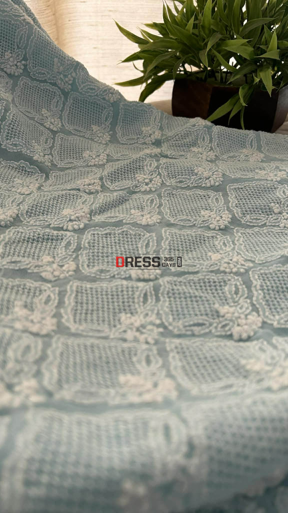Powder Blue Hand Jaali Lucknowi Chikankari Suit Chikankari Suits