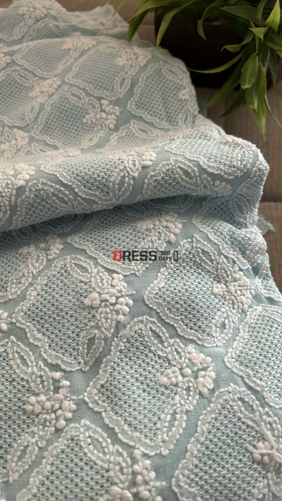 Powder Blue Hand Jaali Lucknowi Chikankari Suit Chikankari Suits