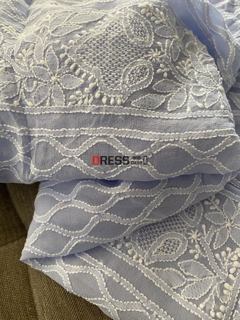 Powder Blue Hand Jaali Lucknowi Chikankari Suit Suits