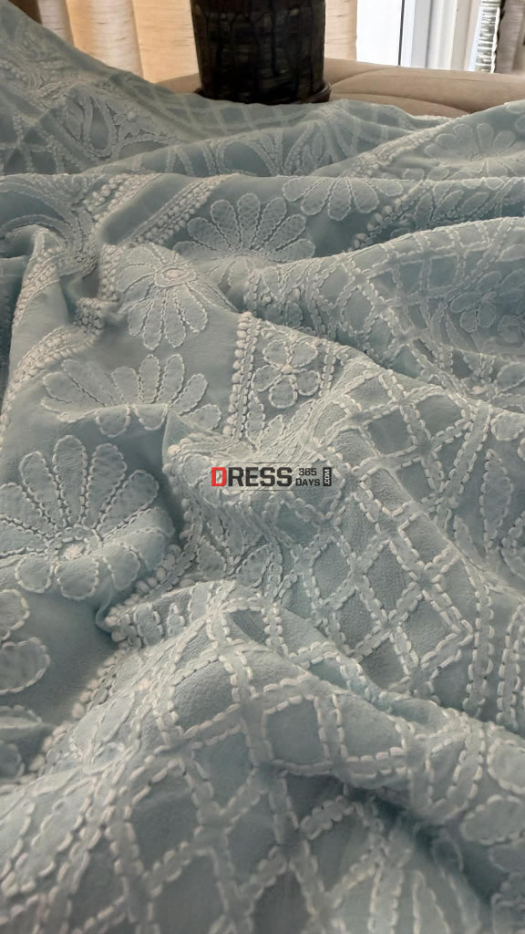 Powder Blue Lucknowi Chikankari Suit - Chikankari Suits
