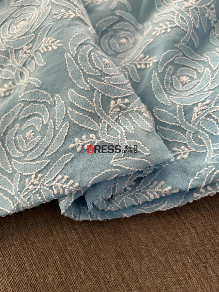 Powder Blue Lucknowi Chikankari Suit Suits