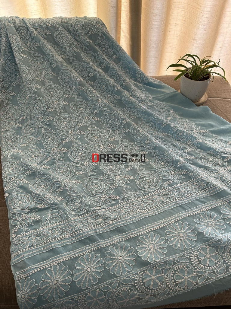 Powder Blue Lucknowi Chikankari Suit Suits