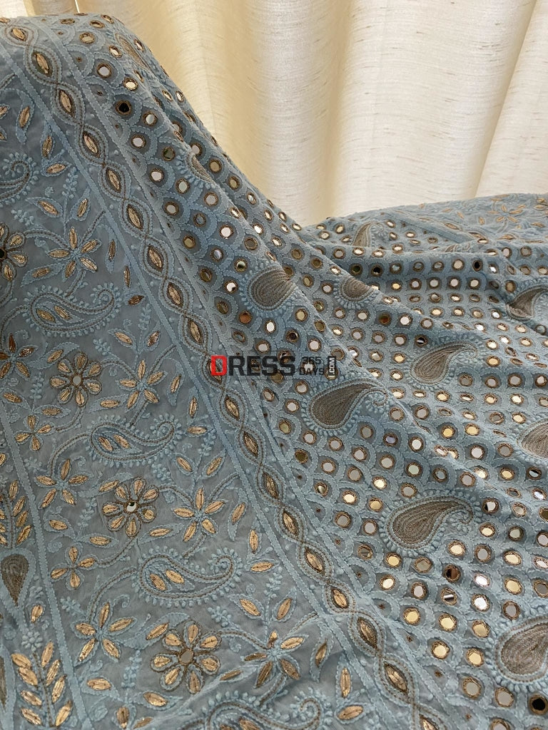 Powder Blue Mirror & Gota Patti Chikankari Dupatta