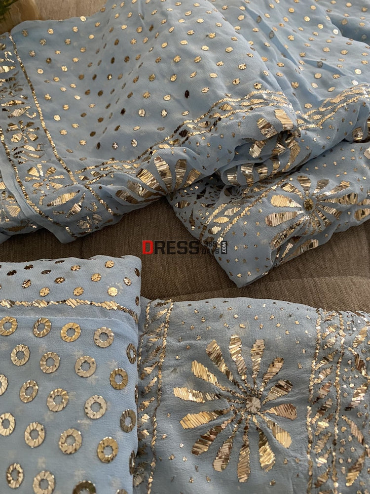 Powder Blue Ring Mukaish Lehenga Set – Dress365days