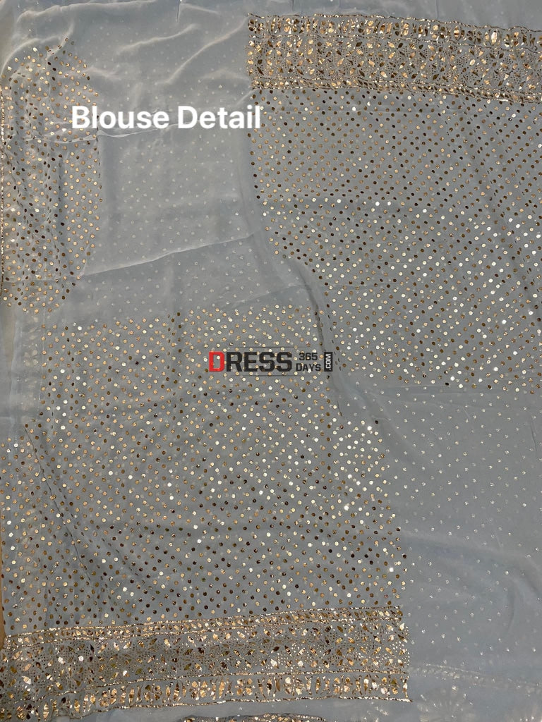 Powder Blue Ring Mukaish Lehenga Set Chikankari