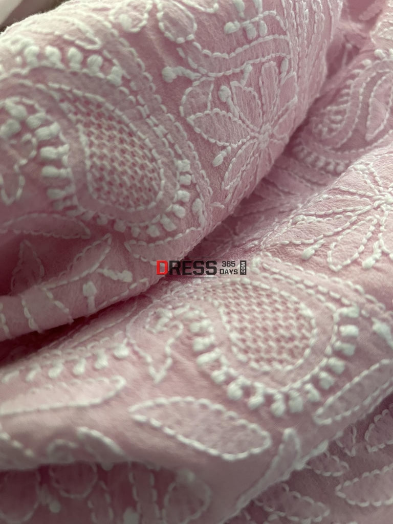 Powder Pink Hand Jaali Chikankari Suit Suits