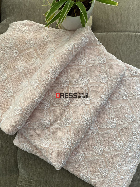 Powder Pink Hand Jaali Lucknowi Chikankari Dupatta Suits