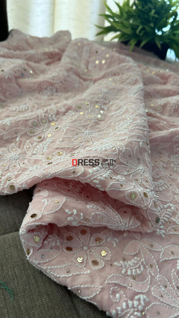Powder Pink Kamdani Chikankari Dupatta Chikankari Dupatta