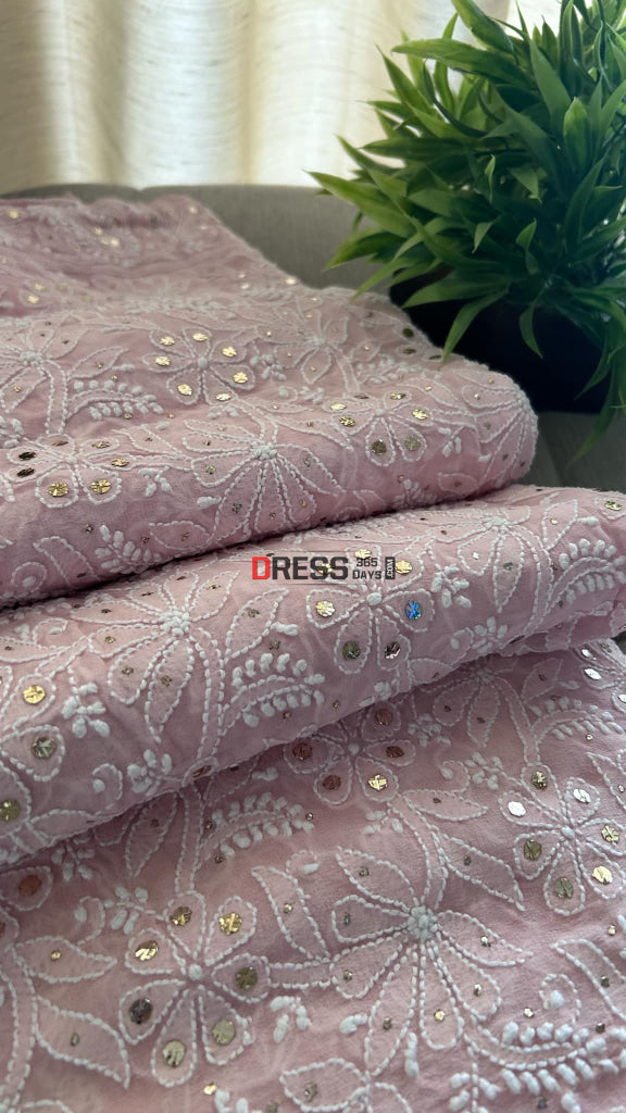 Powder Pink Kamdani Chikankari Dupatta Chikankari Dupatta