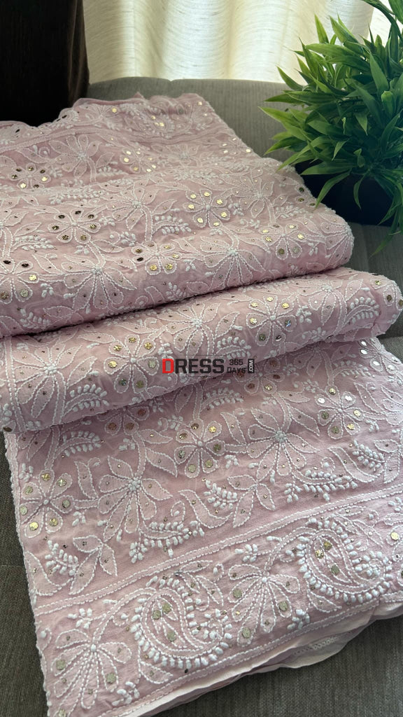 Powder Pink Kamdani Chikankari Dupatta Chikankari Dupatta