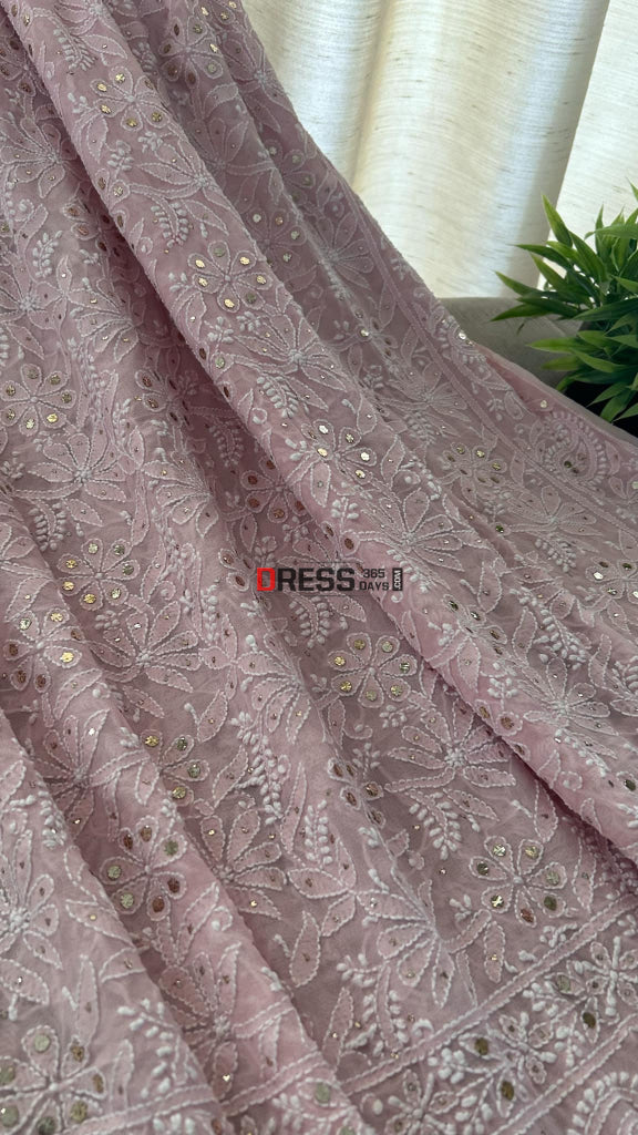 Powder Pink Kamdani Chikankari Dupatta Chikankari Dupatta