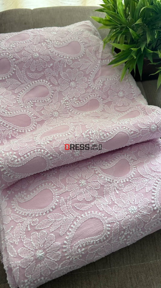 Powder Pink Lucknowi Chikankari Suit (Kurta & Dupatta) Chikankari Suits