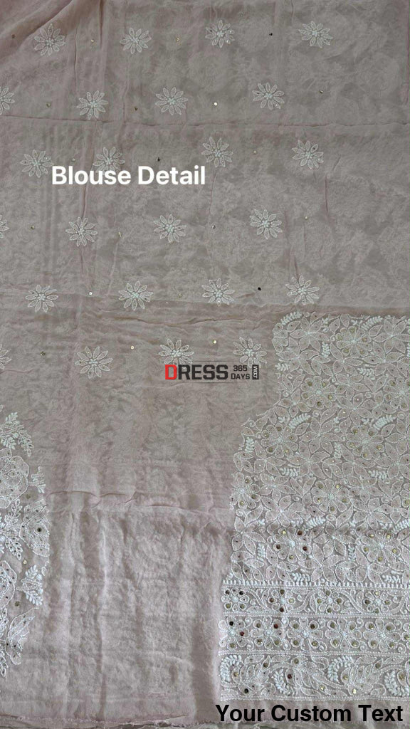 Powder Pink Mukaish Chikankari Lehenga Set Chikankari Lehenga
