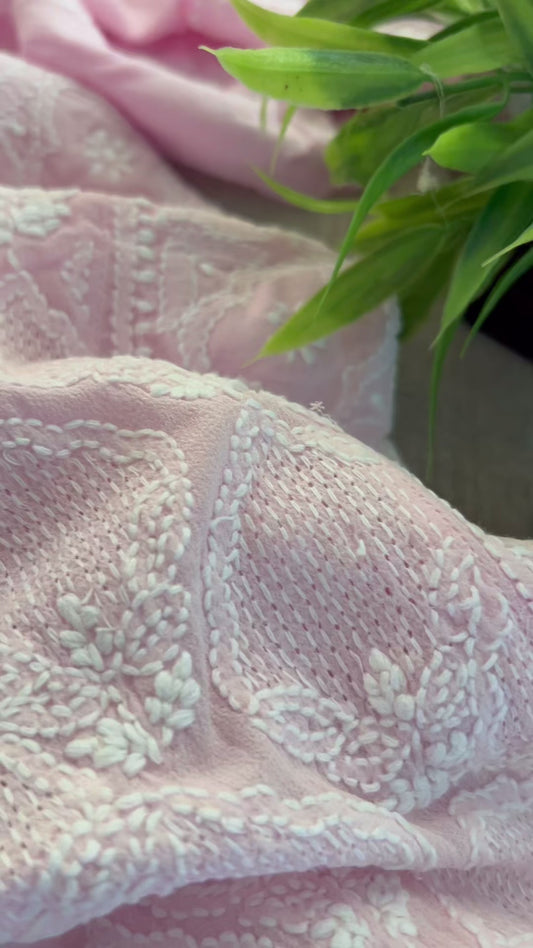 Baby Pink Hand Jaali Chikankari Anarkali Suit