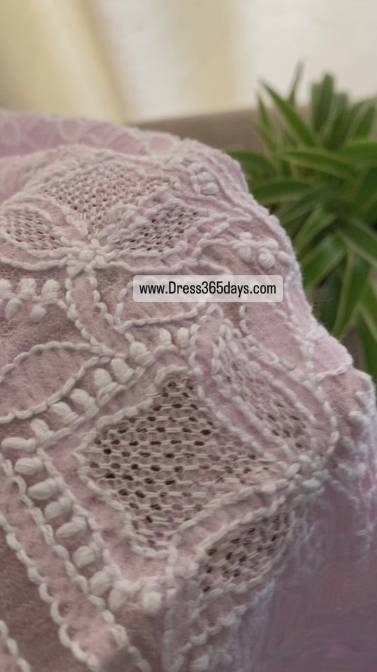 Powder Pink Hand Jaali Lucknowi Chikankari Suit