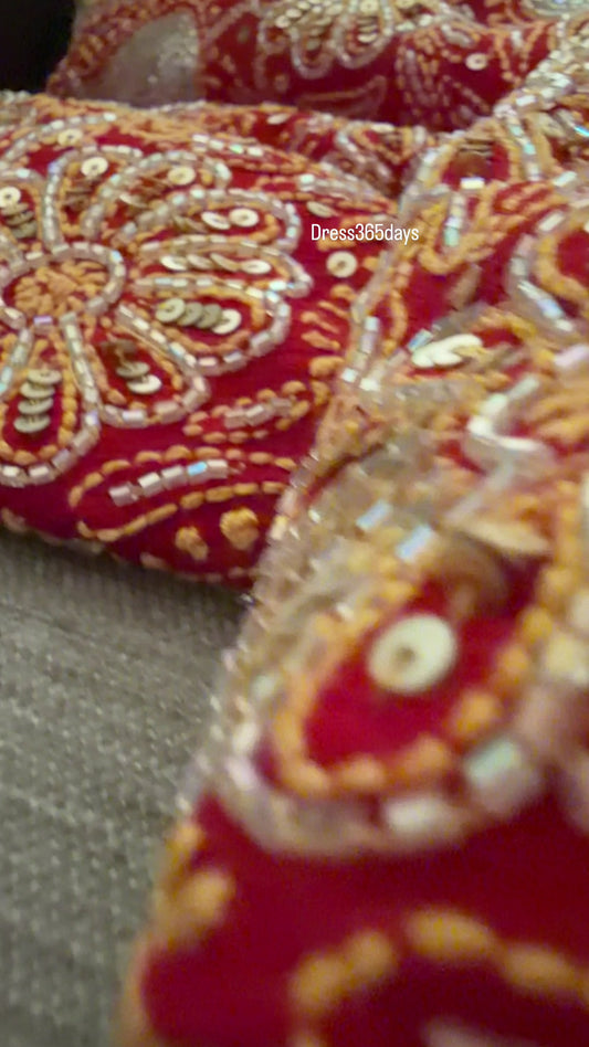 Masterpiece Red Cut Dana Sequin Chikankari Suit (Kurta & Dupatta)