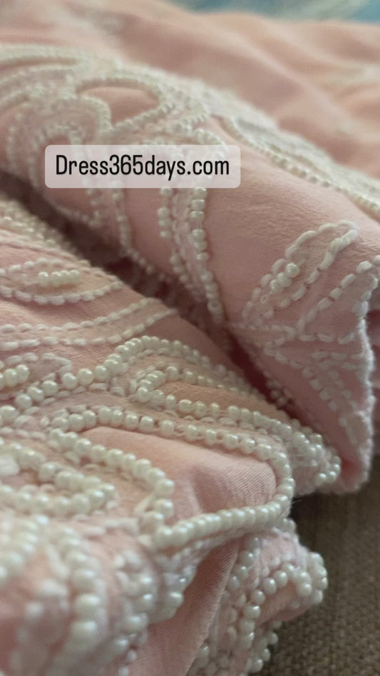 Powder Pink Pearl & Chikankari Suit