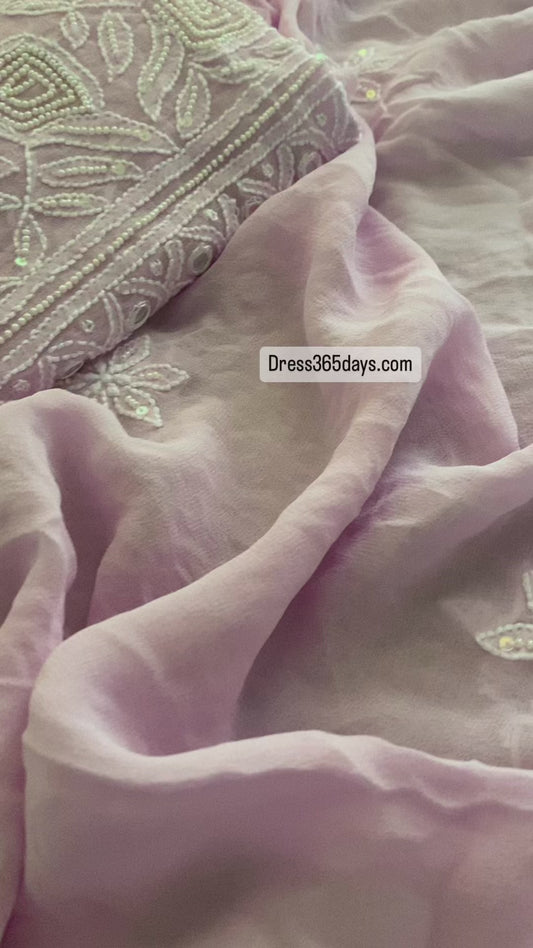 Lilac Pearl & Mirror Chikankari Suit