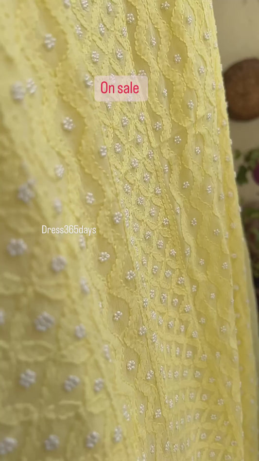 Yellow Pearl Lucknow Chikankari Suit (Kurta & Dupatta)