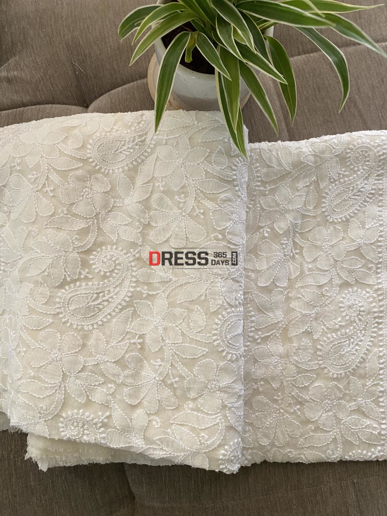 Pure Georgette Ivory Chikankari Dupatta