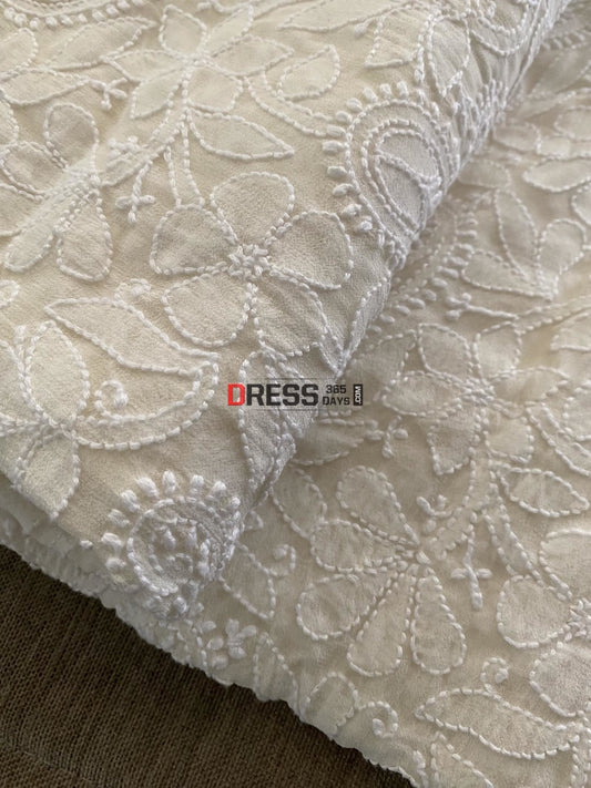 Pure Georgette Ivory Chikankari Dupatta