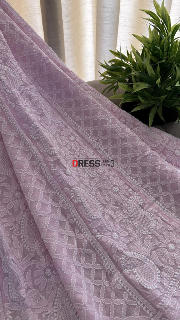 Pure Georgette Pink Hand Jaali Chikankari Anarkali Suit