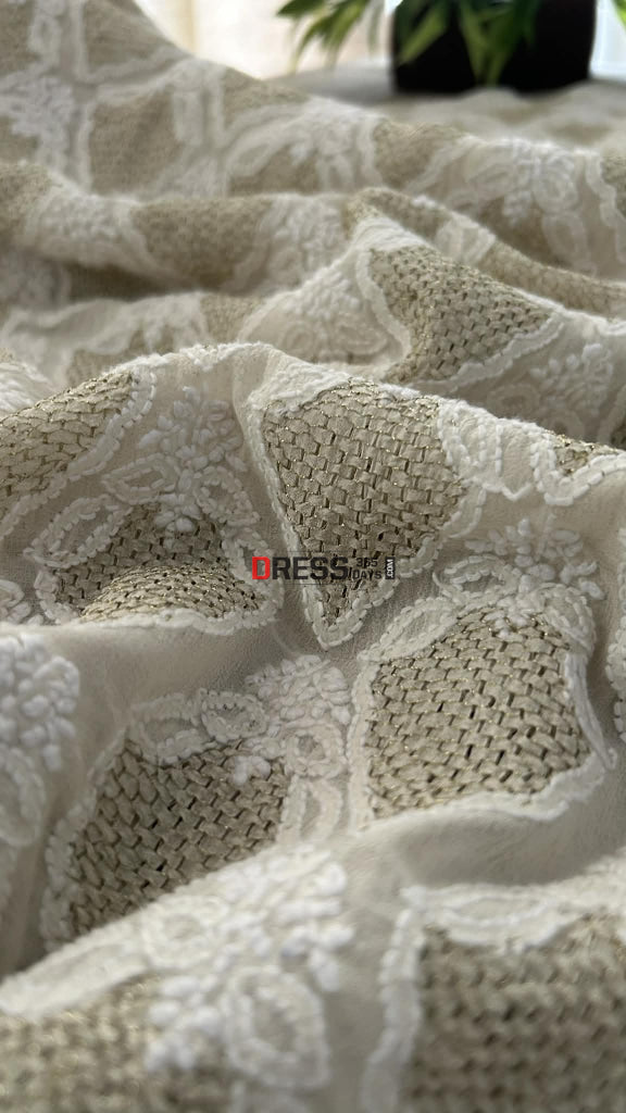 Pure Georgette Zari & Hand Jaali Lucknowi Chikankari Dupatta Chikankari Suits