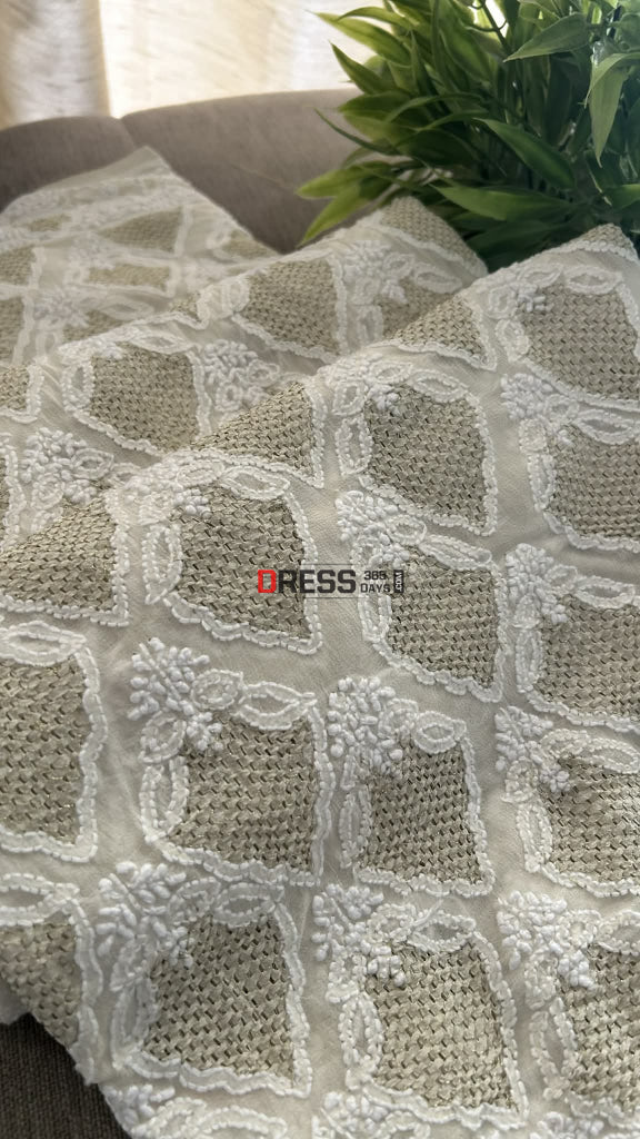 Pure Georgette Zari & Hand Jaali Lucknowi Chikankari Dupatta Chikankari Suits