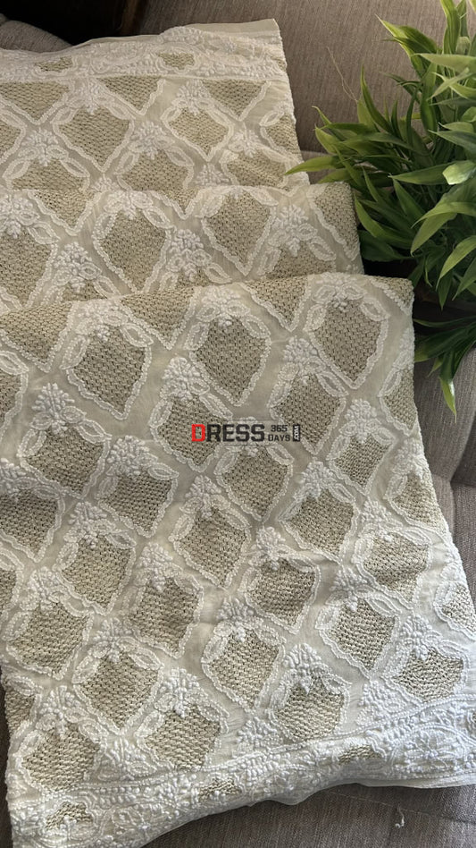 Pure Georgette Zari & Hand Jaali Lucknowi Chikankari Dupatta Chikankari Suits